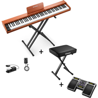 Donner DEP-1S Digitalpiano Halbgewichtete E-Piano Tastatur im Holzstil, Piano + X-Förmig Klavierhocker + Page Turner von Donner