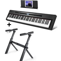 Donner DEP-20 Digitalpiano 88 vollgewichtete Tasten mit Hammermechanik - E-Piano + Keyboardständer von Donner