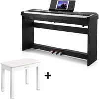 Donner DEP-20S E-Piano 88 Epiano Keyboard Hammermechanik Gewichteten Anfänger Digital Piano, Schwarz / E-Piano + Weißer Klavierhocker von Donner