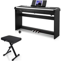 Donner DEP-20S E-Piano 88 Epiano Keyboard Hammermechanik Gewichteten Anfänger Digital Piano, Schwarz / E-Piano + X-Förmig Klavierhocker von Donner