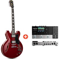 Donner DJP-1000 Jazz-E-Gitarre - DJP-1000R / Gitarre + Arena 2000 Pedal von Donner