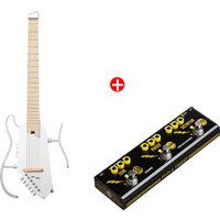 Donner HUSH-I Pro Gitarre Multi-Sound-Modus Tragbare Reisegitarre, Weiß / Gitarre + JW Pedal von Donner