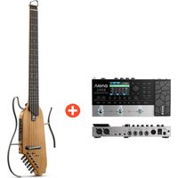Donner HUSH-I Tragbare Reisegitarre Leise Leichtgewicht, Ahorn / Gitarre + Arena 2000 Pedal von Donner