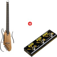 Donner HUSH-I Tragbare Reisegitarre Leise Leichtgewicht, Ahorn / Gitarre + JW Pedal von Donner