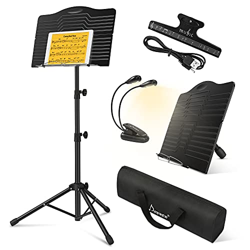 Donner Notenständer Klappbar Stabil DMS-1 Notenpult Notenständer Gitarre Schwarz Metall mit Lampe e Tragetasche, Höhenverstellbar Donner Notenständer Klappbar Stabil DMS-1 Notenpult Notenständer Gitarre Schwarz Metall mit Lampe e Tragetasche, Höhenverstellbar von Donner