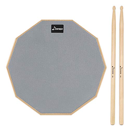 Donner Practice Pad Drum Übungspad 8 Zoll/20.32cm mit Drumsticks, Grau von Donner