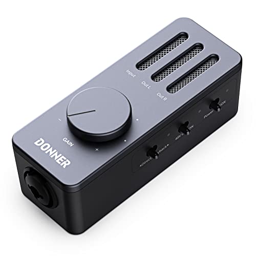 Donner Schnittstelle für Gitarre, USB Audio Interface für iPhone, iPad, Mac, IOS und PC mit USB-C, leichter Audio-Adapter mit 48V Power und XLR 6.35mm Composite-Anschlüssen für Podcasting Aufnahmen von Donner