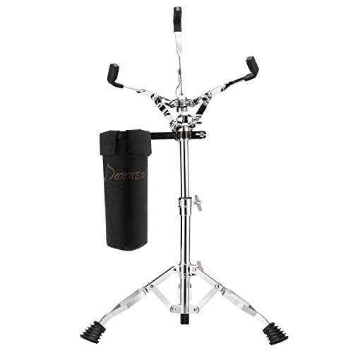 Donner Snare Ständer Höhenverstellbar 46-65cm doppelstrebig Snare Drum Stand mit Drumstick Tasche von Donner
