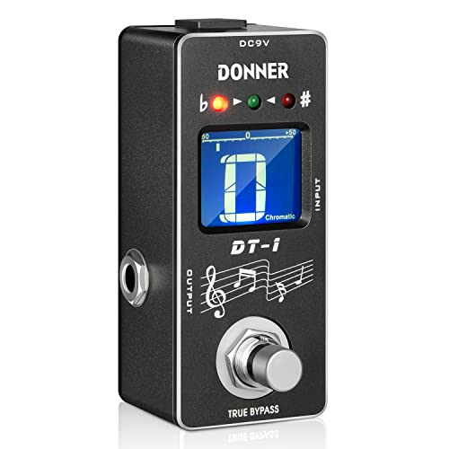 Donner Tuner Pedal, Dt-1 Chromatisches Gitarren Stimmgerät Pedal mit Tonhöhenanzeige für E-Gitarre und Bass True Bypass von Donner