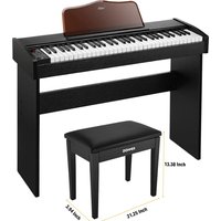 Eastar EK-10S Elektronisches Keyboard 61 Tasten Klassisches Holz Digitalpiano Keyboard - Keyboard + Klavierhocker von Donner