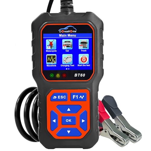 DonosHome Batterietester KFZ 100-3000 CCA 6V/12V/ 24V Batterie Tester Auto Lasttester BT60 Autobatterie Tester Digital Batterieprüfgerät für PKW LKW ATV Boot Motorrad Car von DonosHome
