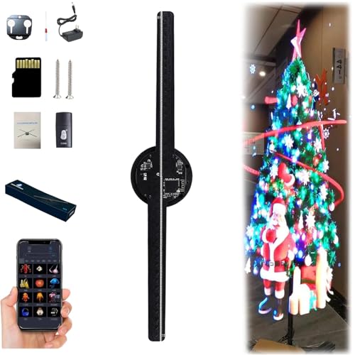 3D Hologramm Projektor,43 cm 3D Hologramm LED Lüfterprojektor,3D Hologram LED Fan Projector,HD WiFi Hologramm Projektor Advertising Display für Weihnachtsbaum Halloween (1 Pc) von Donubiiu