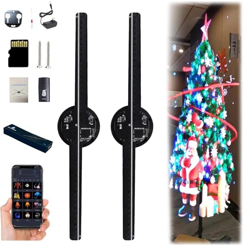 3D Hologramm Projektor,43 cm 3D Hologramm LED Lüfterprojektor,3D Hologram LED Fan Projector,HD WiFi Hologramm Projektor Advertising Display für Weihnachtsbaum Halloween (2 Pcs) von Donubiiu