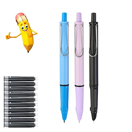 Donubiiu Bonbonfarbene Stifte, 2023 New Retractable Fountain Pen, Retractable Fountain Pens for Writing, Drücken Sie den nachfüllbaren Tintenschreibstift (3Pcs-A) von Donubiiu