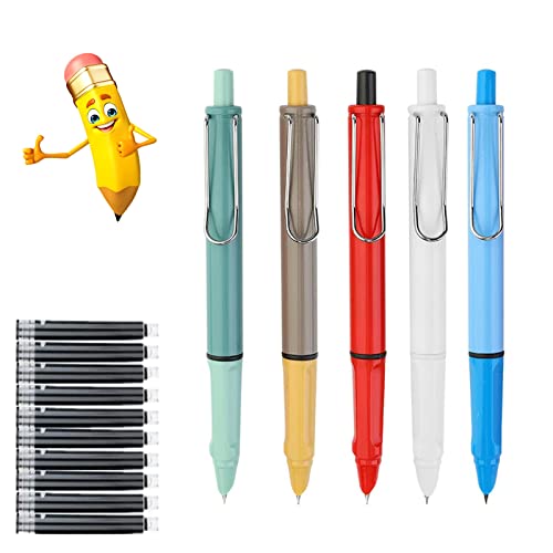 Donubiiu Bonbonfarbene Stifte, 2023 New Retractable Fountain Pen, Retractable Fountain Pens for Writing, Drücken Sie den nachfüllbaren Tintenschreibstift (5Pcs-A) von Donubiiu