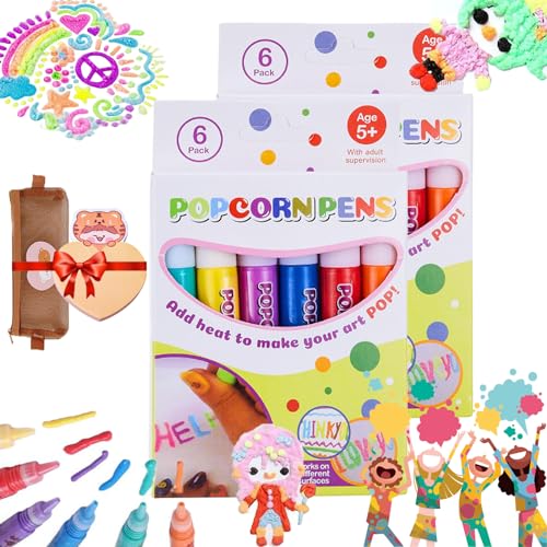 Donubiiu Magischer Popcornstift 3D Aquarellstift,DIY Bubble Popcorn Drawing Pens,Magische Stifte,Magische Farbe DIY Bubble Popcorn Zeichenstifte,3D-Kunst Geschwollene Stifte,Magic Popcorn Pens (2B) von Donubiiu