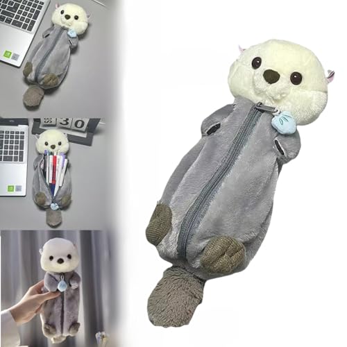 Donubiiu Otter Pencil Pouch, Pencil Case Bag Box Stocking Stuffers, Plush Animal Stationery Pouch, Large Capacity Shark Bird Zipper Organizer Storage Bag Box (1PCS) von Donubiiu