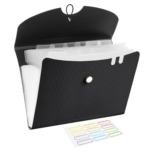DoocliB Fächermappe A4 13 Fächer, Tragbar Dokumentenmappe Zum Abheften, Mappe Mit Gummiband für Büro, Hause, Schule, Zuhaus von DoocliB