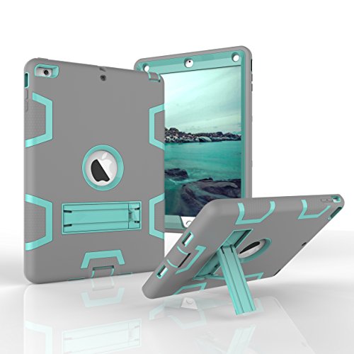 Dooge Schutzhülle für iPad Air / iPad 5, dreilagig, Polycarbonat und Silikon, strapazierfähig, stoßdämpfend, Hybrid-Schutzhülle mit Ständer für Apple iPad Air/iPad 5 (Modell 2013) von Dooge