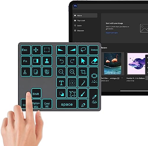 Doohoeek Bluetooth-Tastatur mit Hintergrundbeleuchtung für Photoshop, wiederaufladbare Tastatur für Photoshop, Kompatibel mit Windows/macOS/iOS von Doohoeek