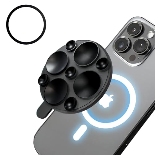Magnetische Handyhalterung mit Saugnapf [20 mm großer Saugnapf], Silikon-Saugnapf Handyhalterung mit Mag-Safe und Metallring für alle Smartphone, freihändiger für TikTok-Videos & Selfies,Schwarz von Doohoeek