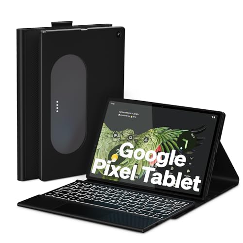 DoohowCase Bluetooth Tastatur Hülle mit Trackpad für Google Pixel Tablet 11 Zoll 2023, wiederaufladbare Google Pixel Tablet 11 Zoll 2023-Tastatur mit 7-Farben-Hintergrundbeleuchtung und Touchpad von DoohowCase