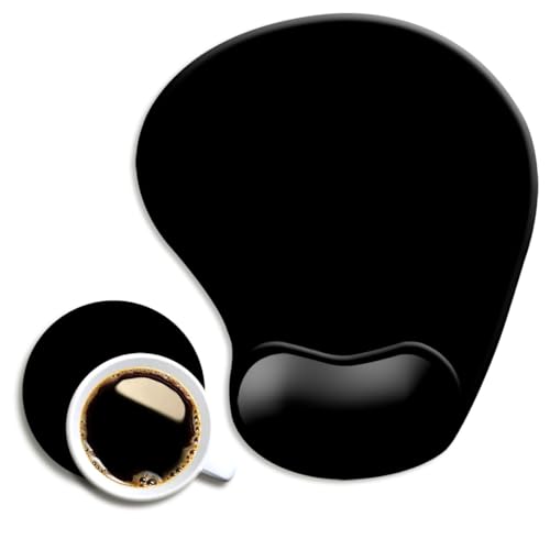 DOOKE Ergonomisches Mauspad mit Handgelenkstütze und Mauspads mit rutschfester PU-Basis für Zuhause, Büro, Arbeit, Lernen, einfaches Tippen und Schmerzlinderung, Schwarz von Dooke