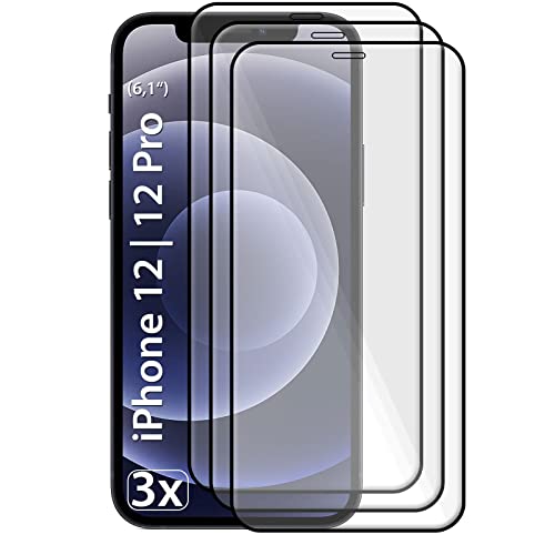 Dooloo Fullcover 9D Panzerglas [3 Stück] kompatibel mit iPhone 12 | 12 Pro kratzfeste Panzerfolie 9H Hart Glas Folie mit optimalem Displayschutz blasenfreie Schutzfolie von Dooloo