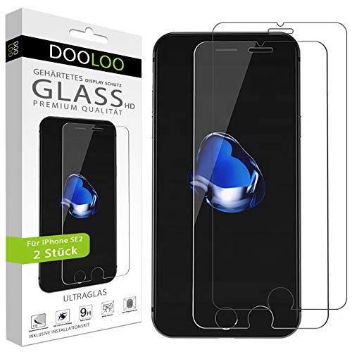 Dooloo Ultraglas HD Panzerglas [2 Stück] kompatibel mit iPhone SE2 (2020) kratzfeste Panzerfolie 9H Hart Glas Folie mit optimalem Displayschutz blasenfreie Schutzfolie von Dooloo