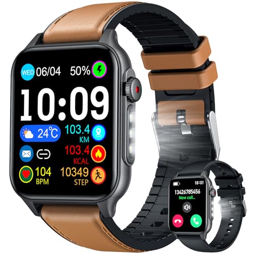 Smartwatch Herren Uhr Fitnessuhr Armbanduhr: Smart Watch Uhren Herrenuhr 1,93" Touchscreen mit Automatik Wasserdicht Schrittzähler Outdoor Sport Fitness Tracker Telefonfunktion Kompatibel Android iOS von Doomixs