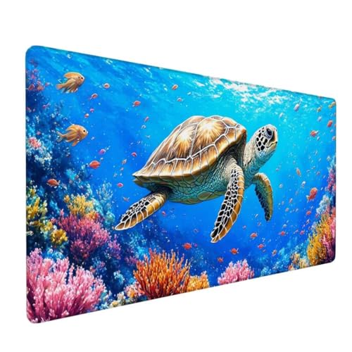 Mauspad XXL, Mauspad Großer Ozean Mauspad Groß Schreibtischunterlage, Mauspad Gaming Schildkröte, WassXerdicht Mouse Pad, Genähte Kanten Mit Anti-Rutsch-Gummiboden für Home Office 800x400x3mm DY-293 von Doontiny