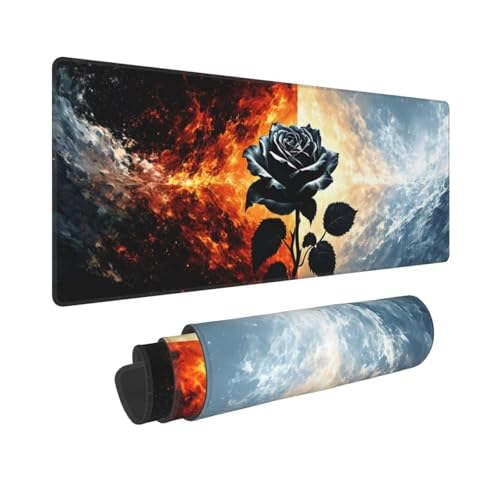 Gaming Mauspad XXL 600x300x3mm Schwarze Rose Mousepad Groß Vernähte Kanten Wasserdicht Anti-Rutsch für PC, Laptop Multifunktionales Schreibtischunterlage Verbessert Präzision und Geschwindigkei W-258 Gaming Mauspad XXL 600x300x3mm Schwarze Rose Mousepad Groß Vernähte Kanten Wasserdicht Anti-Rutsch für PC, Laptop Multifunktionales Schreibtischunterlage Verbessert Präzision und Geschwindigkei W-258 von Dooqon