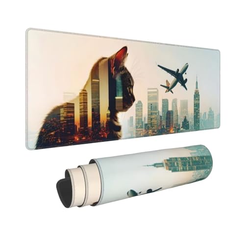 Gaming Mauspad XXL 900x300x3mm City Cat Mousepad Groß Vernähte Kanten WassXerdicht Anti-Rutsch, Waschbar,Tragbar,für optimalen Halt Großer Erweiterter Schreibtisch Schutz Für Home Office W-94 Gaming Mauspad XXL 900x300x3mm City Cat Mousepad Groß Vernähte Kanten WassXerdicht Anti-Rutsch, Waschbar,Tragbar,für optimalen Halt Großer Erweiterter Schreibtisch Schutz Für Home Office W-94 von Dooqon