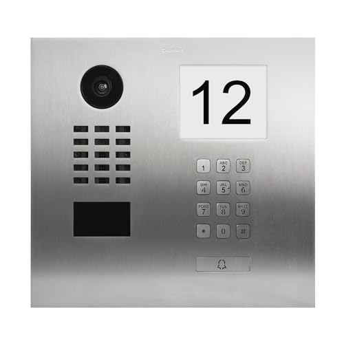 DoorBird D2101IKH IP Video Türstation, Edelstahl V2A | Video-Türsprechanlage mit 1 Ruftaste, beleuchtetem Info-Modul, Keypad, RFID, HD-Video, Bewegungssensor von DoorBird