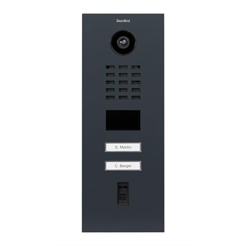 DoorBird D2102FV Fingerprint 50 IP Video Türstation für 2 Wohn-/Gewerbeeinheiten, Anthrazitgrau (RAL 7016) | Video-Türsprechanlage mit 2 Ruftasten, Fingerabdruckleser, RFID, HD-Video, Bewegungssensor von DoorBird