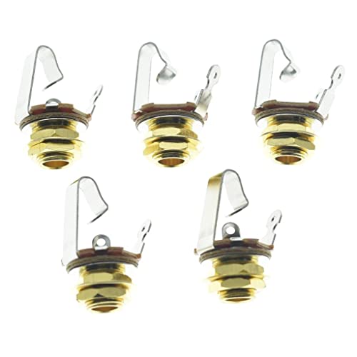 Dopro 5 Stück Messing American 3/8 Zoll - 32 Gewinde Audio 1/4 Zoll Buchse Gitarre / Bass Ausgang / Eingang Klinke 6,35 mm TS Mono Panel Mount Jack Socket mit Muttern und Unterlegscheibe Dopro 5 Stück Messing American 3/8 Zoll - 32 Gewinde Audio 1/4 Zoll Buchse Gitarre / Bass Ausgang / Eingang Klinke 6,35 mm TS Mono Panel Mount Jack Socket mit Muttern und Unterlegscheibe von Dopro
