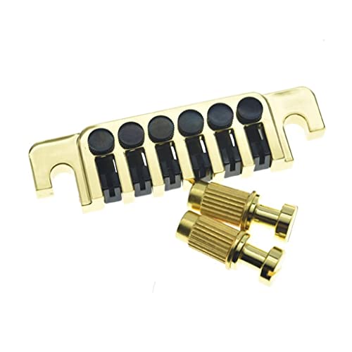 Dopro E-Gitarre LP Bridge Stopbar Vintage 70er TP-6 Style Bridge Saitenhalter mit Pfosten für LP Les Paul/SG/ES/DOT Gold Dopro E-Gitarre LP Bridge Stopbar Vintage 70er TP-6 Style Bridge Saitenhalter mit Pfosten für LP Les Paul/SG/ES/DOT Gold von Dopro