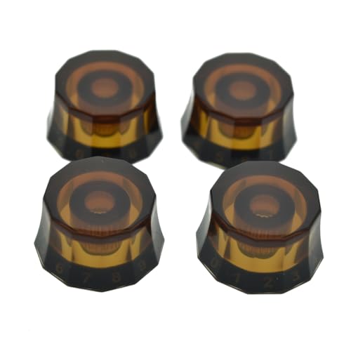 Dopro Set mit 4 metrischen 18 groben Lampenschirm-Stil Gitarre Knöpfe E-Gitarre Geschwindigkeitsregler für PRS/LP/SG/Les Paul Amber mit Schwarz von Dopro