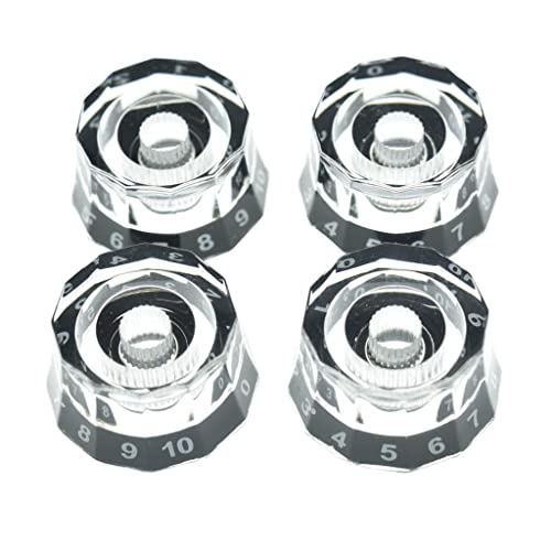Dopro Set mit 4 metrischen 18 groben Lampenschirm-Stil Gitarre Knöpfe E-Gitarre Geschwindigkeitsregler für PRS/LP/SG/Les Paul klar mit Schwarz Dopro Set mit 4 metrischen 18 groben Lampenschirm-Stil Gitarre Knöpfe E-Gitarre Geschwindigkeitsregler für PRS/LP/SG/Les Paul klar mit Schwarz von Dopro