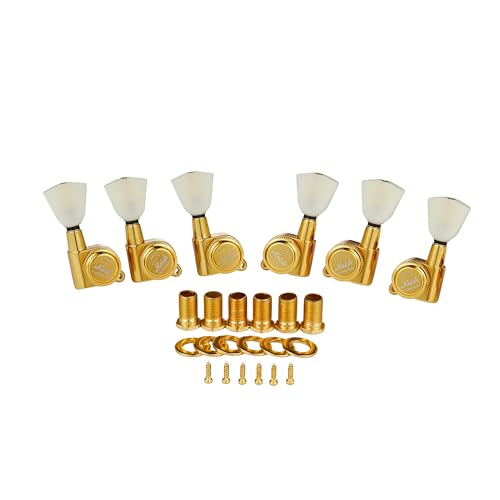 Gitarren-Stimmgeräte mit 3 pro Seite, verriegelbar, 18:1, abschließbar, Stimmgeräte mit cremefarbenem Keystone-Griff für LP/Les Paul/SG/ES oder Akustikgitarren, Gold Gitarren-Stimmgeräte mit 3 pro Seite, verriegelbar, 18:1, abschließbar, Stimmgeräte mit cremefarbenem Keystone-Griff für LP/Les Paul/SG/ES oder Akustikgitarren, Gold von Dopro