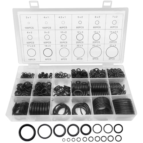 O-Ring-Sortiment-Set, 770-teilig, 18 Größen, Gummi-O-Ringe, hitzebeständige Gummischeiben, Hochdruckreiniger-Schlauch-Reparaturset für Wasserhahn, Zapfhahn, Gartenschlauch, Luft- oder Gasanschlüs von Dorccsi
