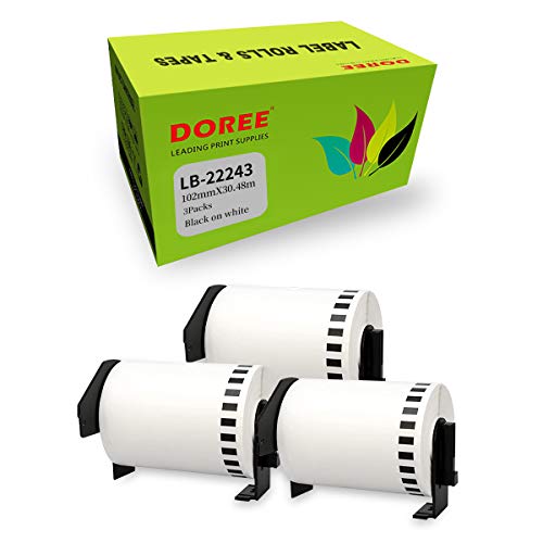 DOREE 3 x weiße DK-22243 Adressetikettenrollen für Brother DK-22243, 102 mm × 30,48 m, für Brother P-Touch, QL-1050, QL-1050N, QL-1060N, QL-1100, QL-110NWB Etikettendrucker von Doree