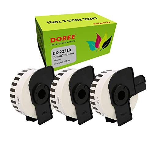 DOREE DK-22210 DK22210 Etikettenband für Brother P-Touch QL-1110NWB QL-1100 QL-1060N QL-1050 QL-500 QL-500A QL-500BW QL-570 QL-570 QL-3 3 580 Q. L-700 (3 Packungen) von Doree