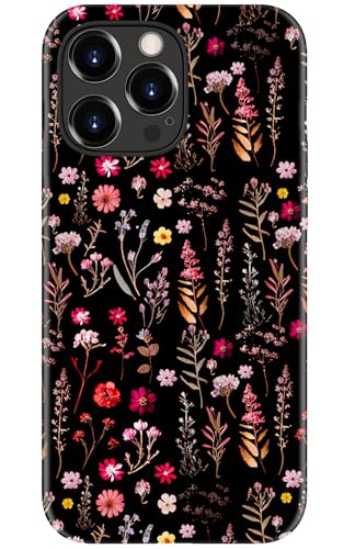 DorisMax Schutzhülle für iPhone 16 Pro, kompatibel mit kabellosem Laden, doppellagige Hartschale und Silikonhülle, stoßfeste Schutzhülle mit niedlichen Designs für Damen, bunte Wildblumen von DorisMax