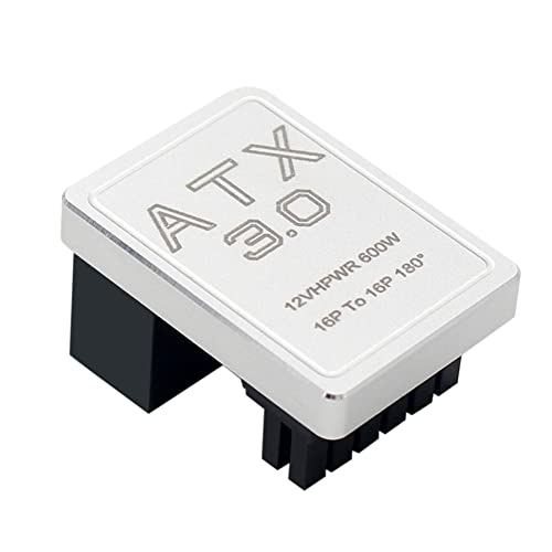 Dormstop PCIE5.0 Grafikkarte ATX3.0 Netzteil 12VHPWR 16 auf 16P 600W Stecker auf Buchse 180 Grad Adapter Stecker Silber von Dormstop