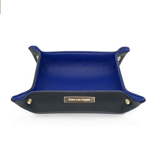 Doro von Hagen® Echt Leder Designer Taschenleerer/Lederschale für Schlüssel 20x20cm, aussen Schwarz, innen Royalblau. Handgefertigt in unserem Atelier von Doro von Hagen