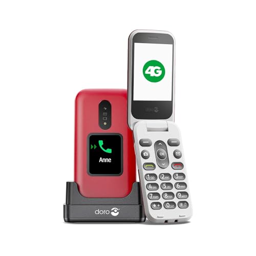 Doro 2880 4G Klapphandy für Senioren - Notruftaste - Einfach zu bedienen - Sprachgesteuerte Tasten - Bluetooth (Rot) von Doro