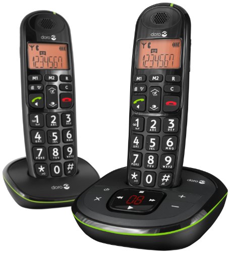Doro 380104 PhoneEasy 105wr Duo Schnurloses Telefon mit Mobilteil inkl. Ladeschale schwarz von Doro