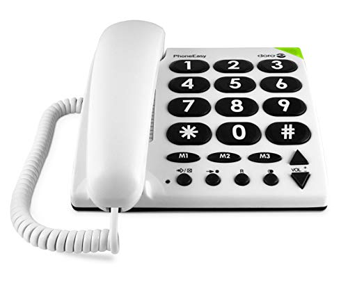 Doro 3891 PhoneEasy 311c, Schnurgebundenes Großtastentelefon mit optischerAnrufsignalisierung,weiß von Doro