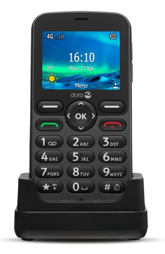 Doro 5860 - Entsperrtes Seniorenhandy mit 4G (LTE+3G+2G), digitalen Sprechtasten, Kamera, Hilfetaste, Ladestation – Schwarz. Ideal als Seniorenhandy ohne Vertrag und Tastenhandy von Doro